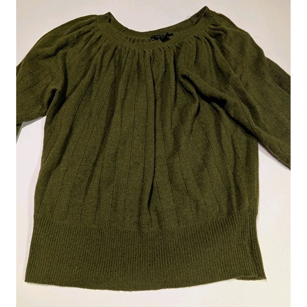 Laundry Shelli Segal Womesn Sweater Size S 100%‎ Cashmere Ribbed Knit Green Soft